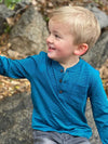 ADAMS Blue/Navy Stripe Henley Tee