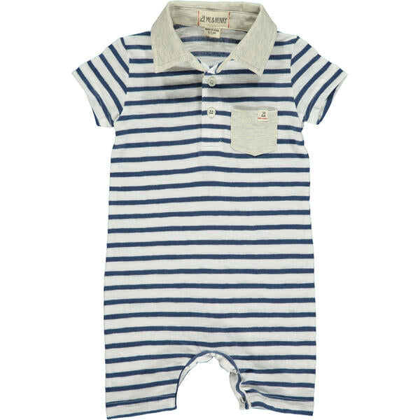 Chambray / White Striped Romper by Me & Henry main image 1