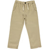 stone twill pants, white drawstrings, straight leg trousers, flexible waistband,cotton, side pockets, black button on waistband