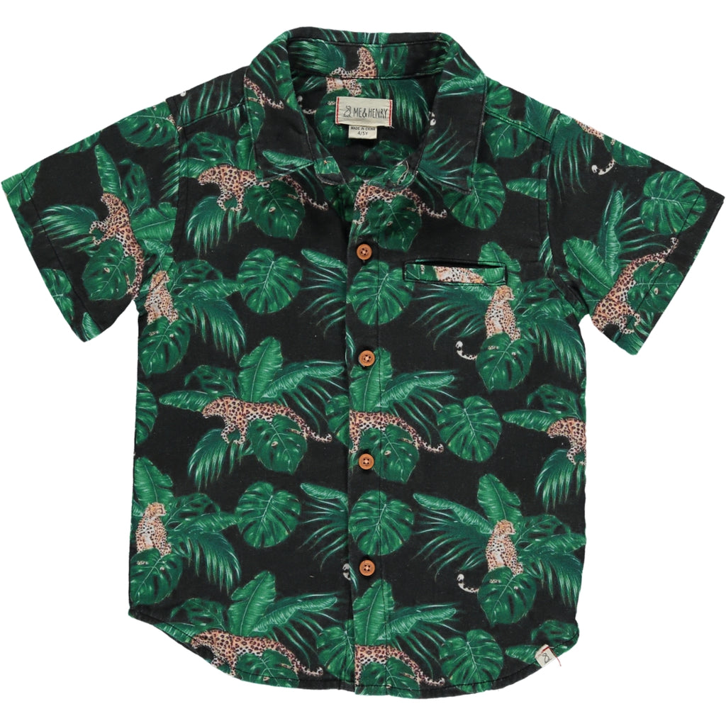 Maui Charcoal Jungle Print Woven Shirt