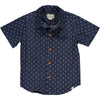 Chambray Anchor Woven Shirt, 5 buttons going down the middle, short sleeve with a smart collar and a small front pocket