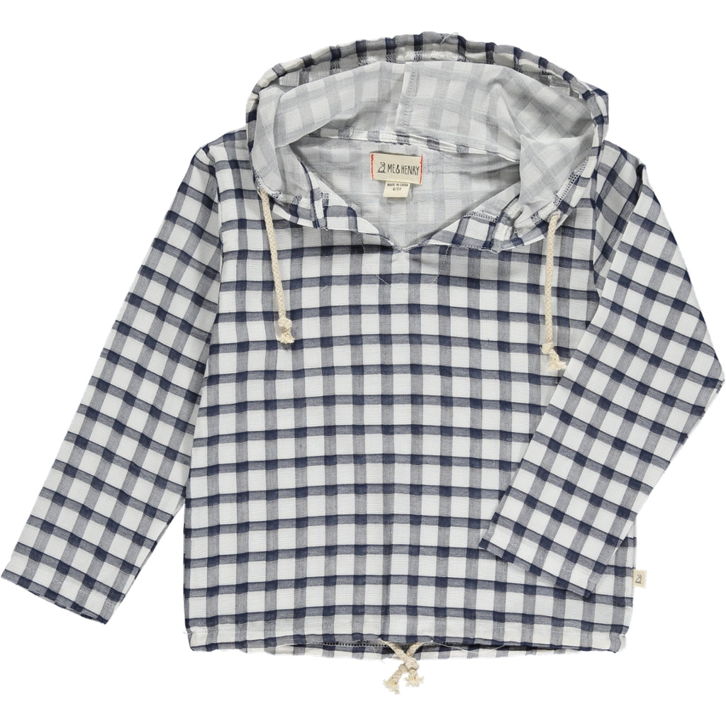 ST.IVES Navy/White Plaid Hooded Top