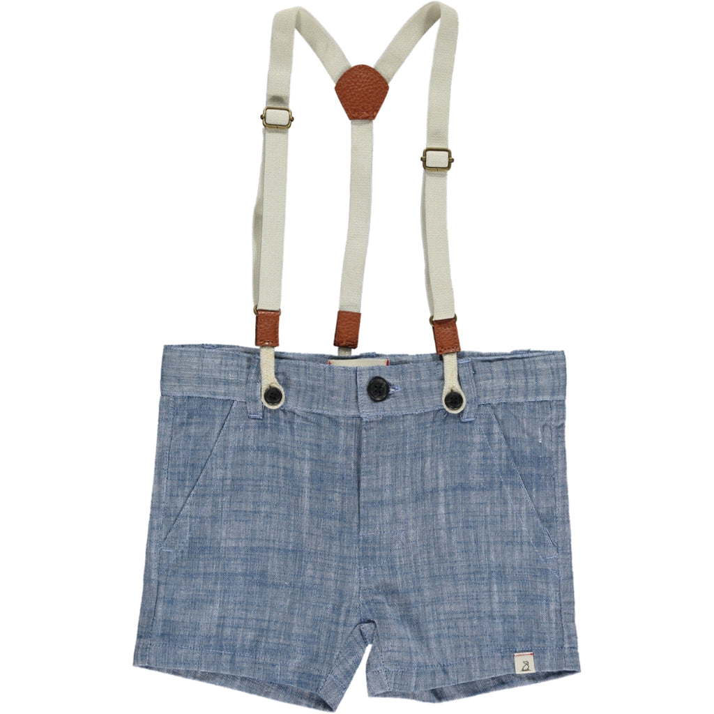 CAPTAIN Navy Heathered Shorts with adjustable straps