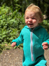 BLAINE Turquoise Hooded Knit Romper