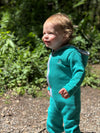 BLAINE Turquoise Hooded Knit Romper