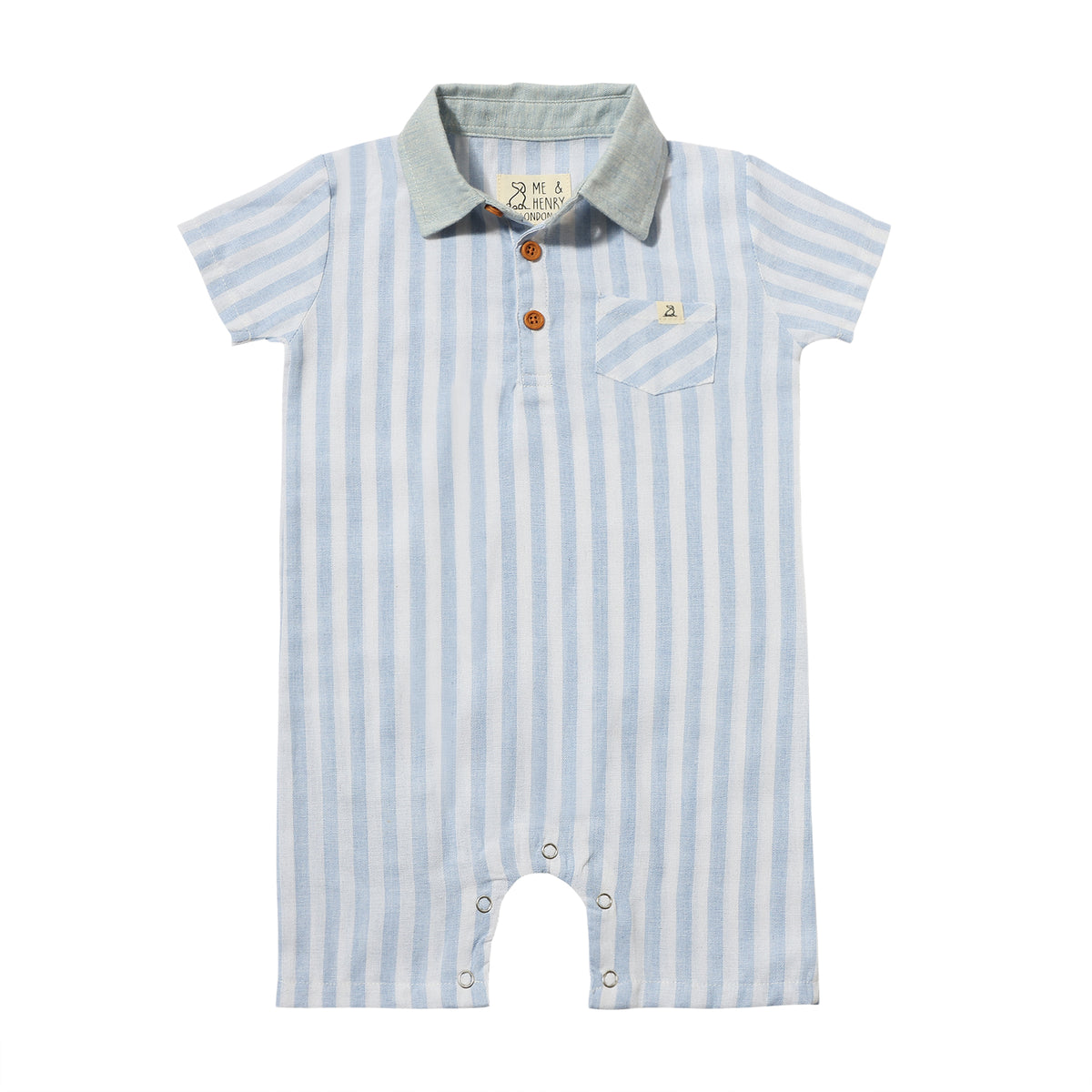 Me & Henry Blaine Hooded Romper | Brown/Cream Pique Stripe main image 1