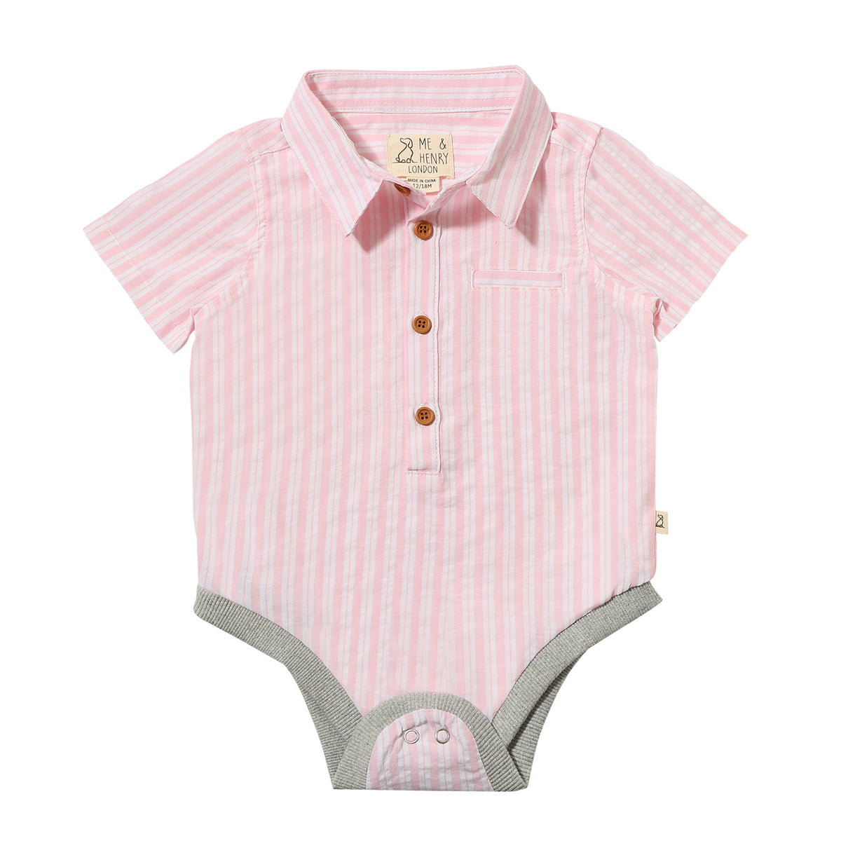 Boys Helford Cream Stripe Woven Onesie by Me & Henry main image 0