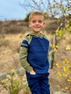 Pedro Green/Navy Striped Hooded Sweater