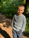 ADAMS Navy Ribbed Henley Stripe
