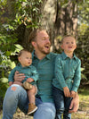 Baby, Dad, Tea, Grey, Grid, Woven, Shirt, Smart, Casual, Henry, Charcoal, Navy Jeans, long, sleeves, sleeved, sleeve