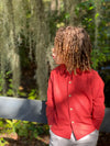 Small Curly Hair Boy, rust, Pique Shirt, Rembert Shirt, stone, pants, hands, in, pocket, henry,