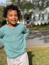 Blue ribbed multi stripe