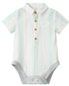 GREEN PASTEL MULTI STRIPE HELFORD WOVEN ONESIE