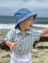 CHAMBRAY/MINT STRIPE HELFORD WOVEN ONESIE