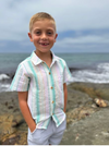 GREEN /GOLD STRIPE NEWPORT WOVEN SHIRT