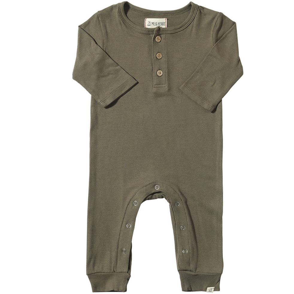Me & Henry Camborne Henley Romper Grey Ribbed