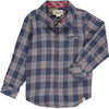Blue plaid with red stripe woven shirt