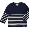 Navy, cream, stripe, striped, sweater, buttoned, casual, smart, Henry, warm.