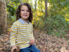 mustard, stripe, striped, stipes, button buttons, grey, collar, curly, brown, hair, blue, jeans, autumn, henry,