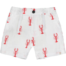  White, red, lobster, print, printed, short, shorts, elasticated waist, casual, pockets, spring, summer, Henry.