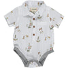 Grey, print, printed, shirt, onesie, buttoned, smart, casual, spring, summer, dog, 10th season, pocket, short sleeve, Henry.