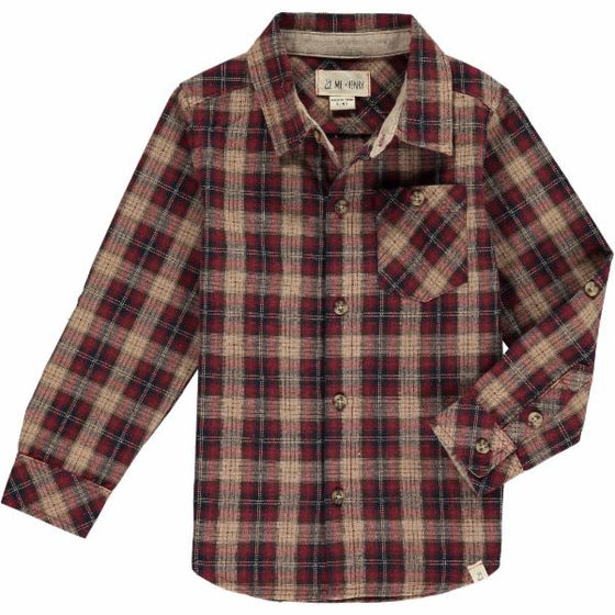 Mens Woven Shirt wine/beige