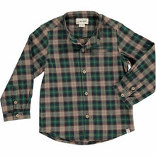  Mens Woven Round Neck Shirt green plaid