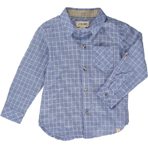 Mens Woven Shirt blue grid