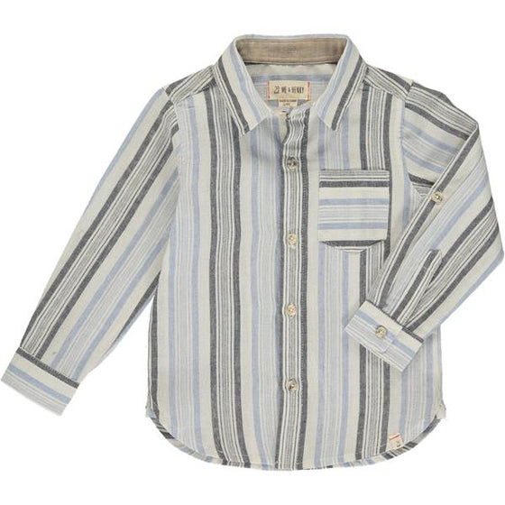 Mens Woven Shirt blue/black/white stripe