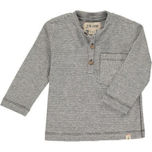  Mens Henley Tee grey stripe