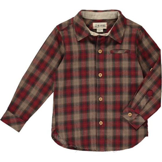 Mens Woven Shirt red/brown plaid