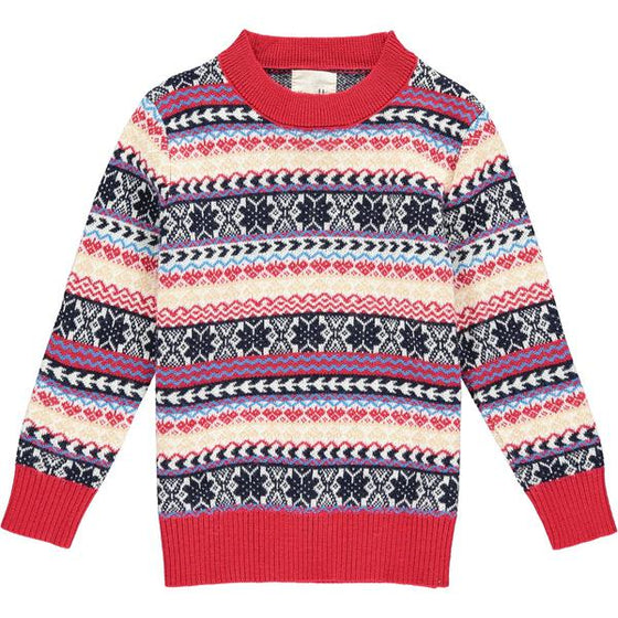 Mens Oslo Sweater red/blue fairisle