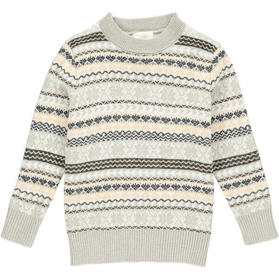 Mens Oslo Sweater grey/beige fairisle