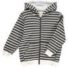 PARSONS Grey/Cream Stripe Zipped Hooded Top