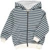 PARSONS Blue/Cream Stripe Zipped Hooded Top