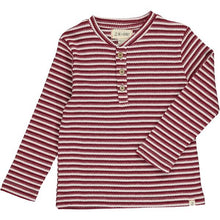  ADAMS Burgundy Striped Ribbed Henley