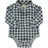 Navy plaid woven onesie