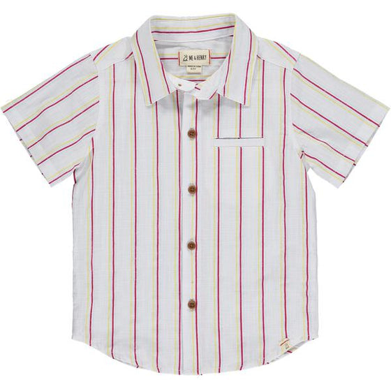 Mens Newport Woven Shirt red/blue/gold stripe