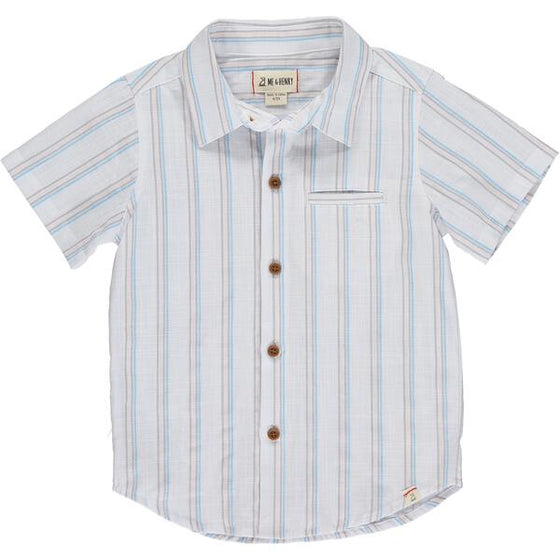 Mens Newport Woven Shirt blue/pink/grey stripe