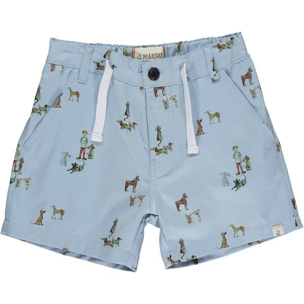  Henry dog print blue shorts with white drawstrings
