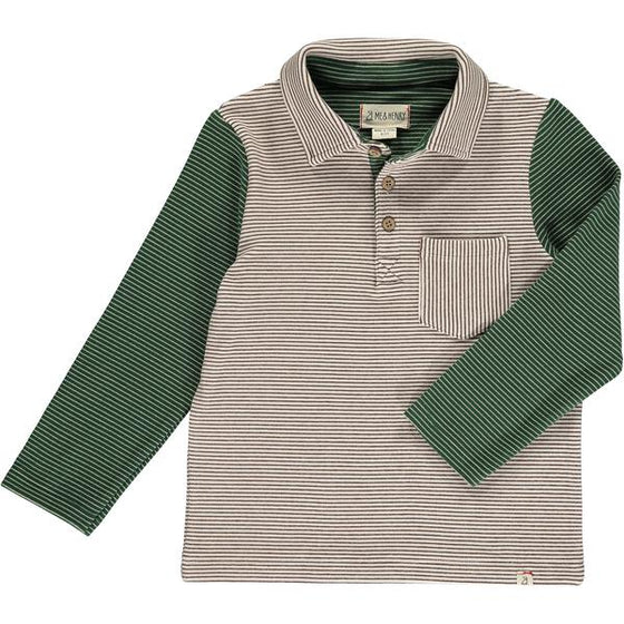 Cream/Green Arms Stripe TROY Polo