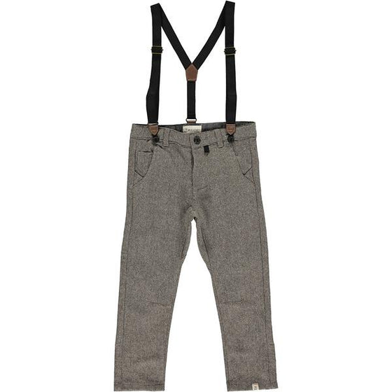 Brown Herringbone Pants with Suspenders