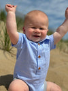 blue, white, micro, plaid, woven, onesie, button, buttons, pocket, collar, happy, little, baby, summer, henry.