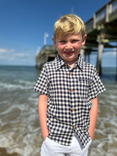 NEWLYN Navy/White Plaid Woven Shirt