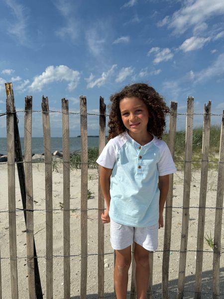 BEACON Sky/White Stripe Raglan Henley