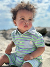 SALTASH Lilac/Green Blue Stripe Polo Romper