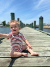 raglan, red, white, stripe, stripes, striped, sleeves, button, buttons, little, baby, boy, sitting, on, a, bridge, summer, henry,