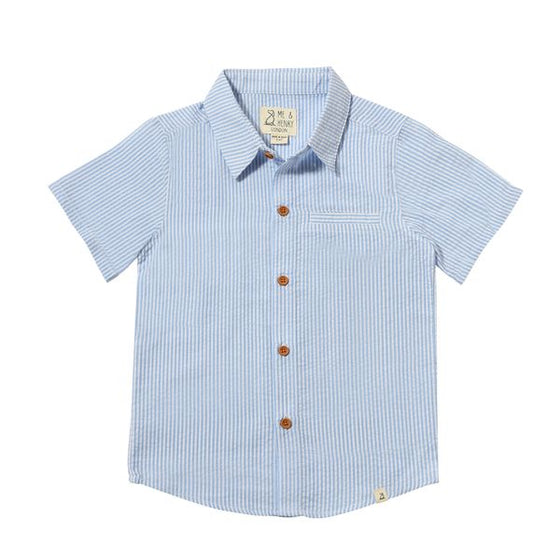 NEWPORT Blue Stripe Seersucker Woven Shirt