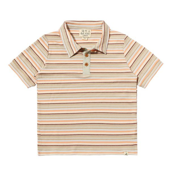 SHIPPING Beige Multi Stripe Ribbed Polo