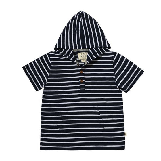 SENNEN Navy/White Hooded Top